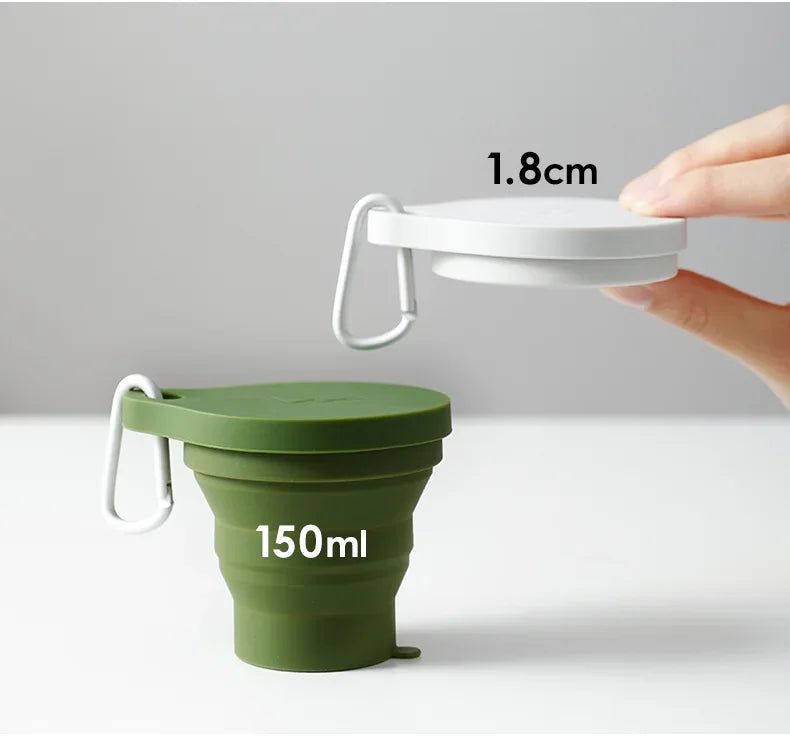 180ML Silicone Portable Folding Cup Mini Retractable CupTeacup Outdoor Travel Coffee Telescopic Drinking Mug with Lid