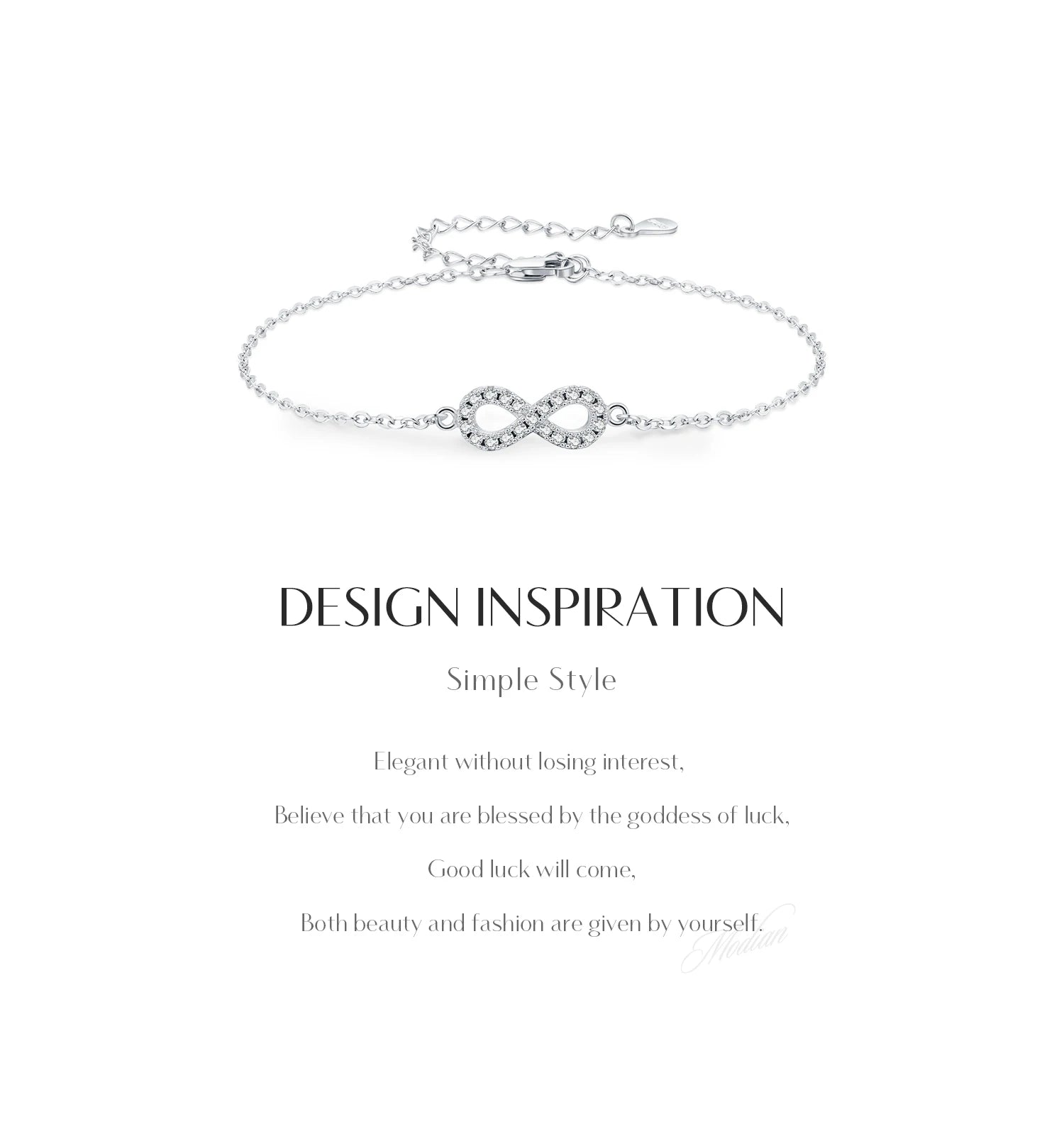 MODIAN D Color Moissanite Lab Created Diamond Bracelet 925 Sterling Silver Romantic Exquisite Infinity Love For Women Jewelry