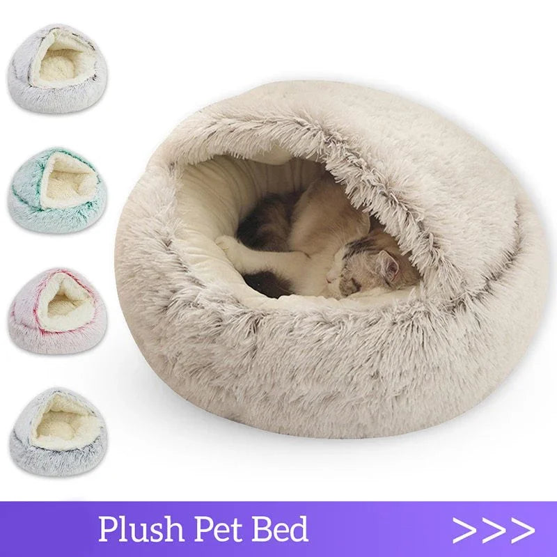 Cat Bed Pet Mattress Sleeping Warm Soft Plush Pet Bed with Cover Round  Nest Cave for Small Dogs kitten