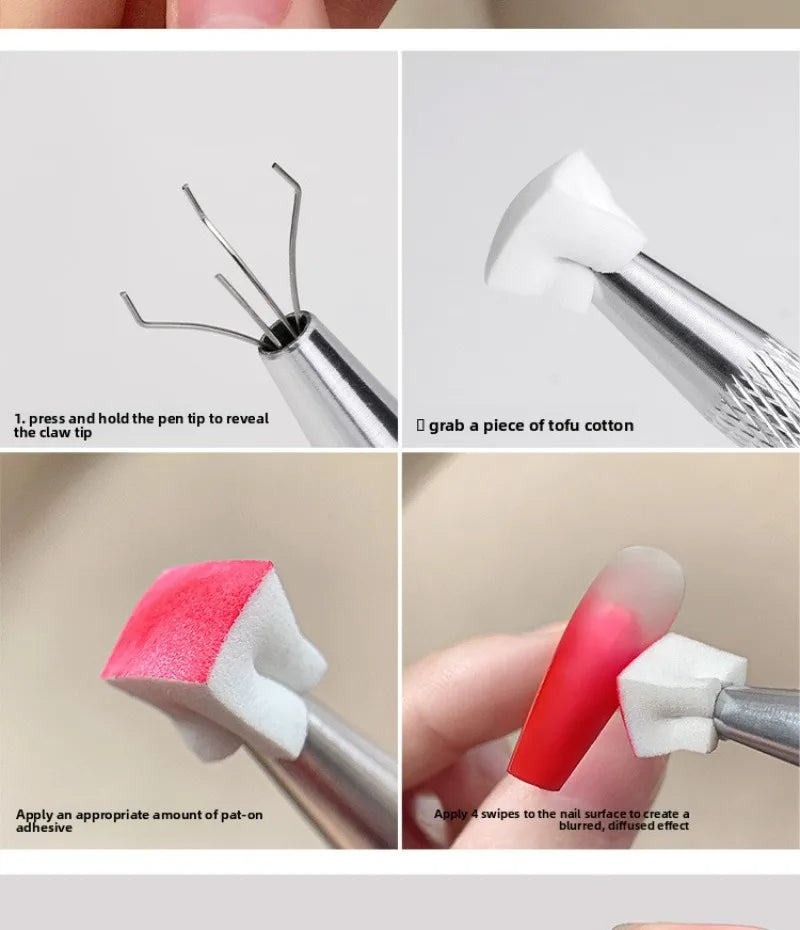 Sponge Gradient Nail Art Stamper Tools Gel Polish Gradient Sponge Brush Glitter Powder Dotting Pen For Manicure Tools
