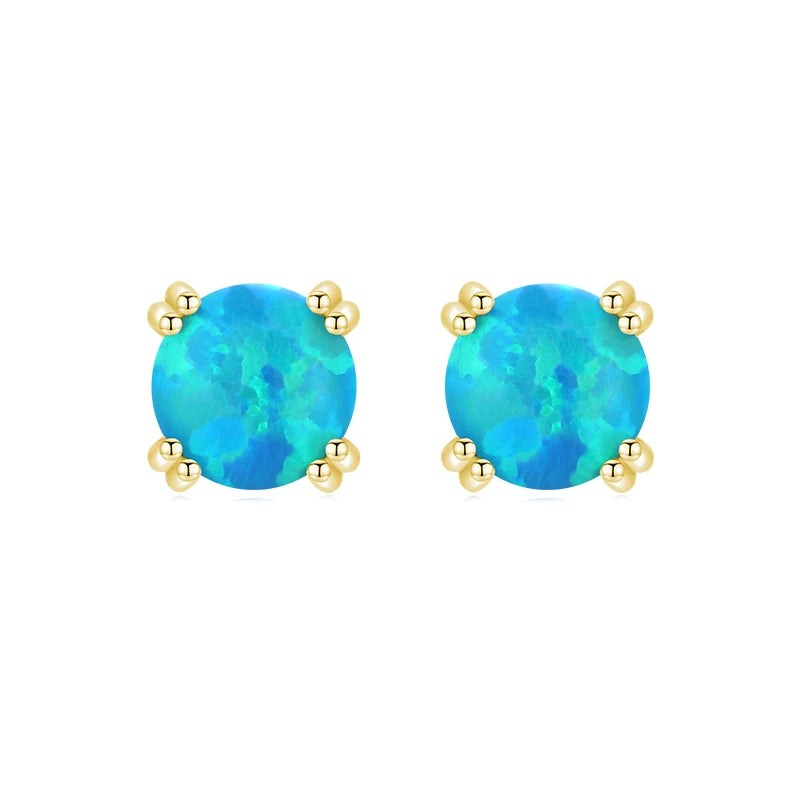 MODIAN 925 Sterling Silver Fashion Stylish Natural Opal Stud Earrings For Women Girl Fine Jewelry Anniversary Gifts Accessories