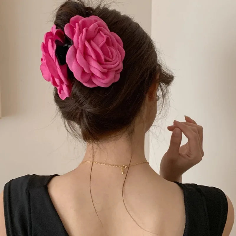 Fabric Rose Flower Hair Claw Clips For Women Girls Hair Clip Barrette Hairpins Hair Clamps Headwear Hair Accessories Gift