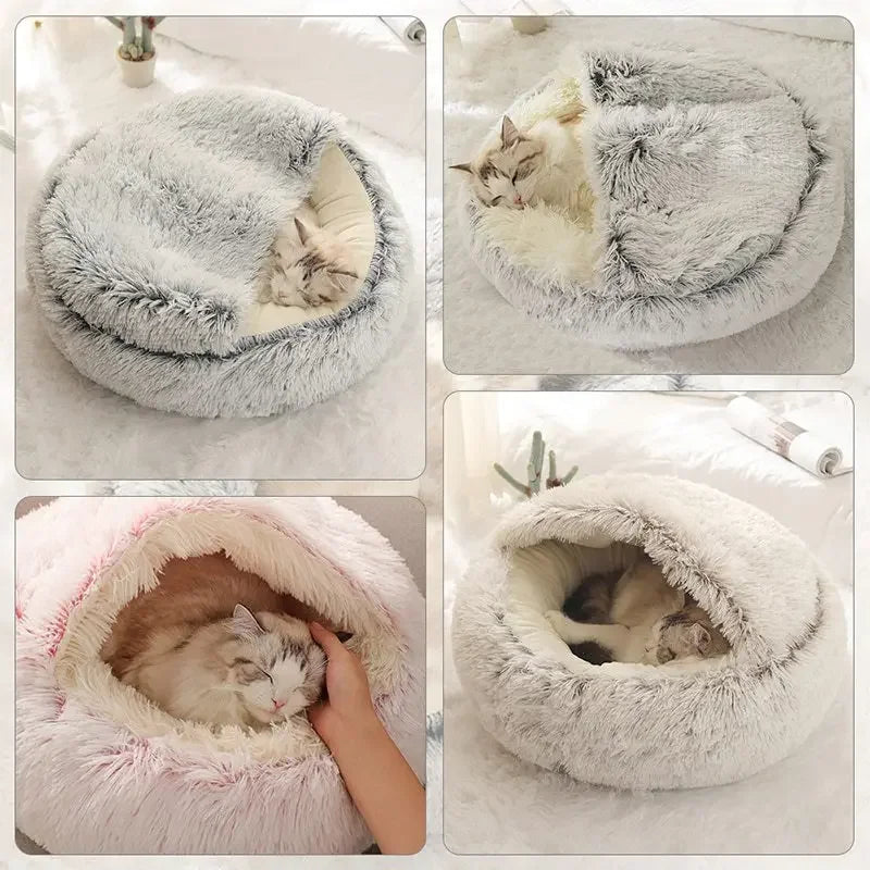 Cat Bed Pet Mattress Sleeping Warm Soft Plush Pet Bed with Cover Round  Nest Cave for Small Dogs kitten