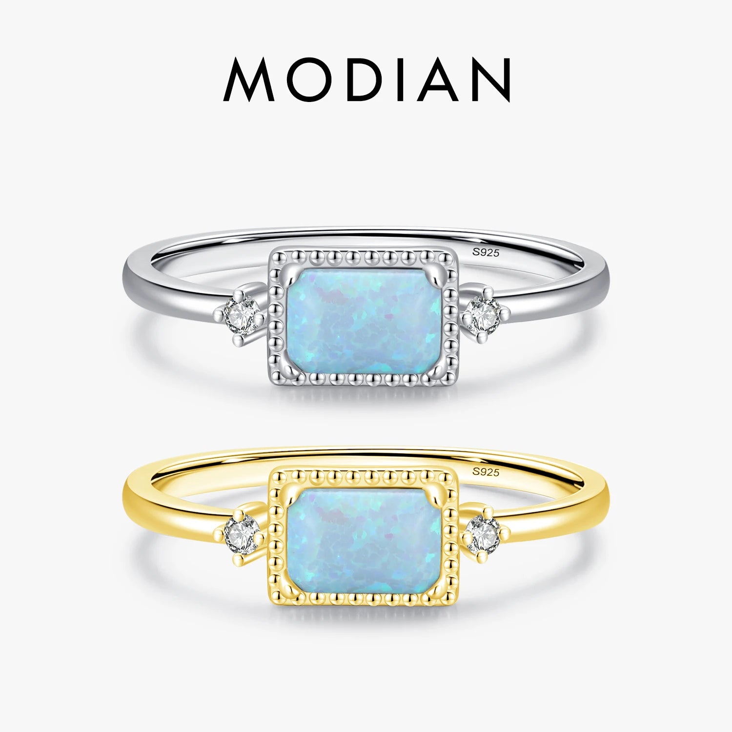 MODIAN Real 925 Sterling Silver Fantastic Natural Opals Finger Rings For Women Wedding Anniversary Jewelry Fine Accessories Anel
