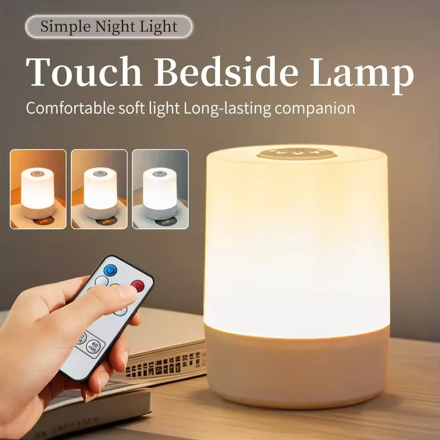 USB Touch Night Lamp LED Lamp Remote Control Switch Rechargeable Three Colors Lights Bedroom Portable Table Bedside Night Lamp