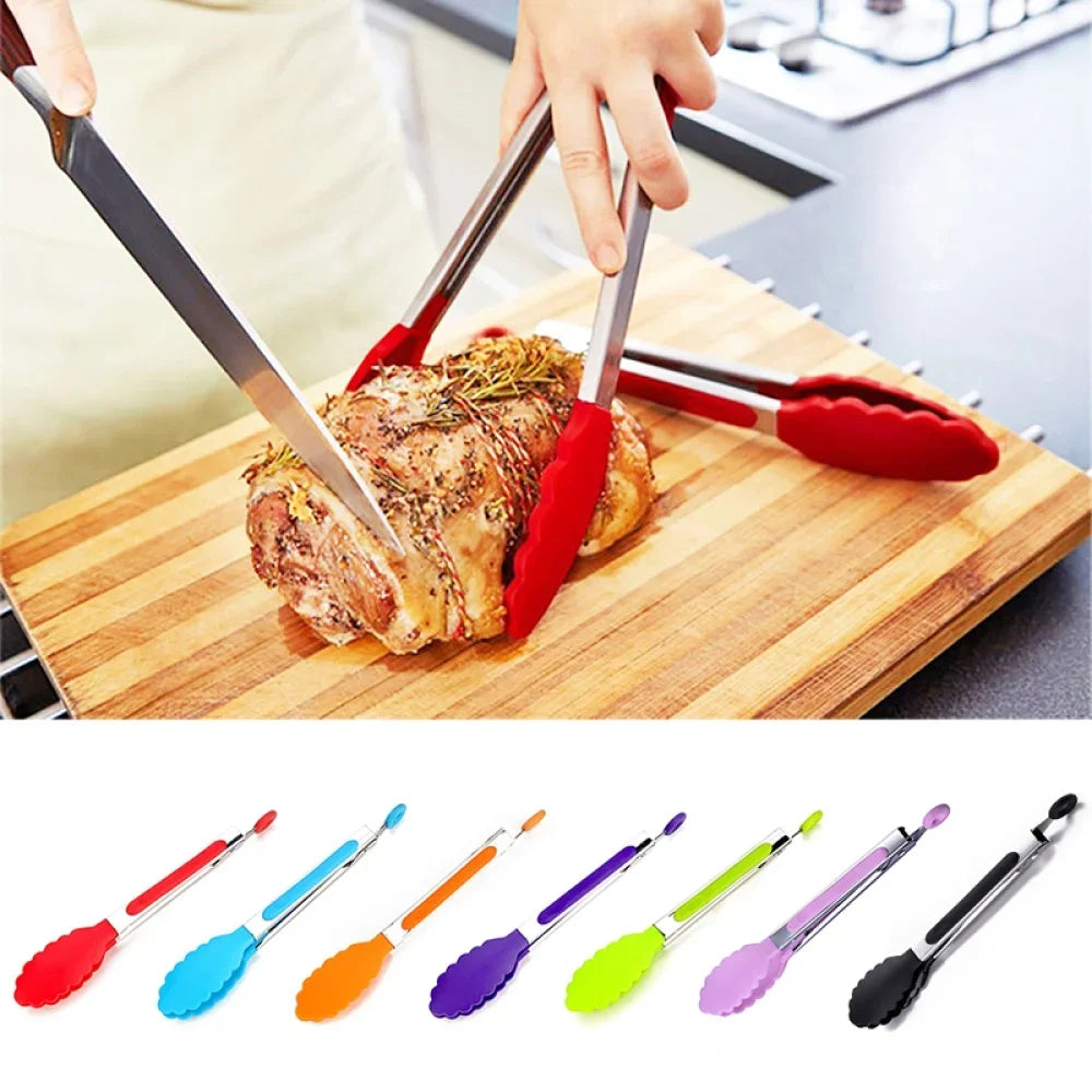 Food Tongs Creative Non-slip BBQ Grilling Tongs Salad Bread Cooking Clip Clamp Serving Utensils Tongs Kitchen Accessories