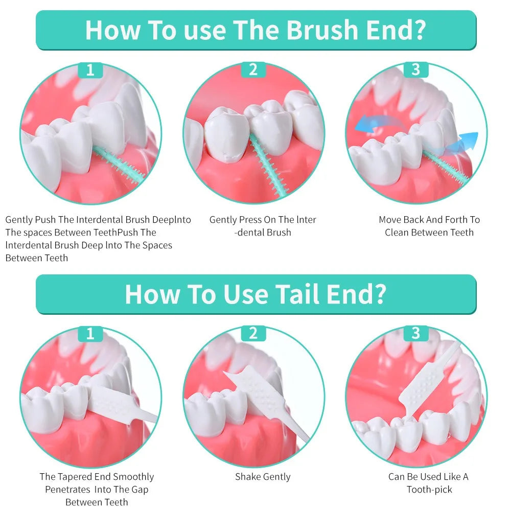 100-200Pcs/box Interdental Brush Soft Rubber Teeth Cleaning Tools Dental Toothpicks Between Teeth Toothbrush Oral Hygiene Care