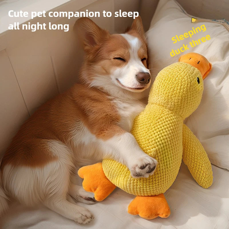Resistant Grinding Dog Toy Interactive Entertainment Pet Plush Toy Durable Bite Proof Chew Stress Relief Squeaky Duck Design