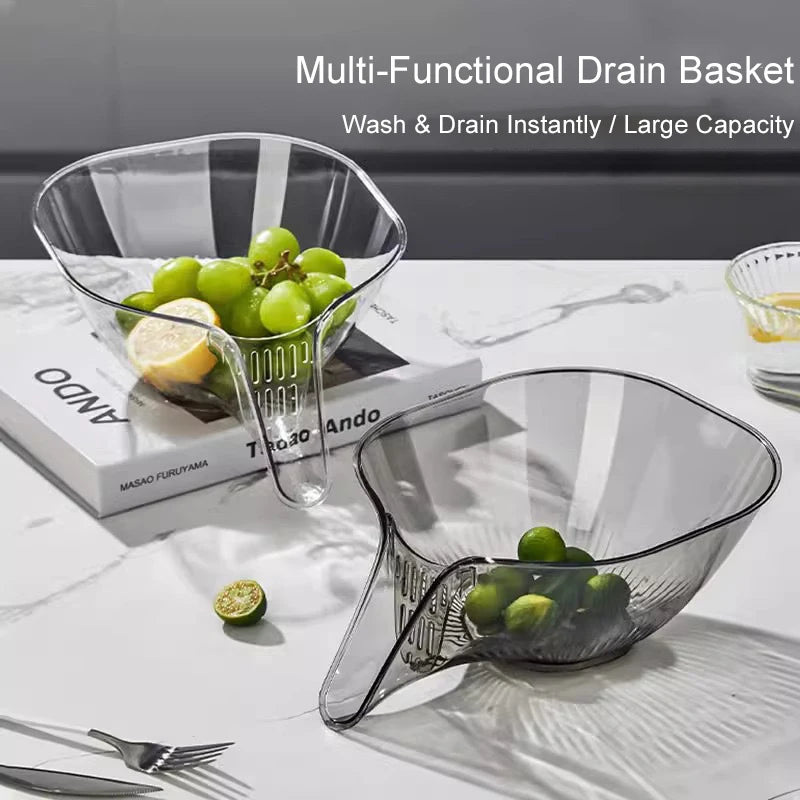 Multifunctional Drain Basket Drain Bowl Household Sink Vegetable Basin Kitchen Washing Fruit Plate Plastic