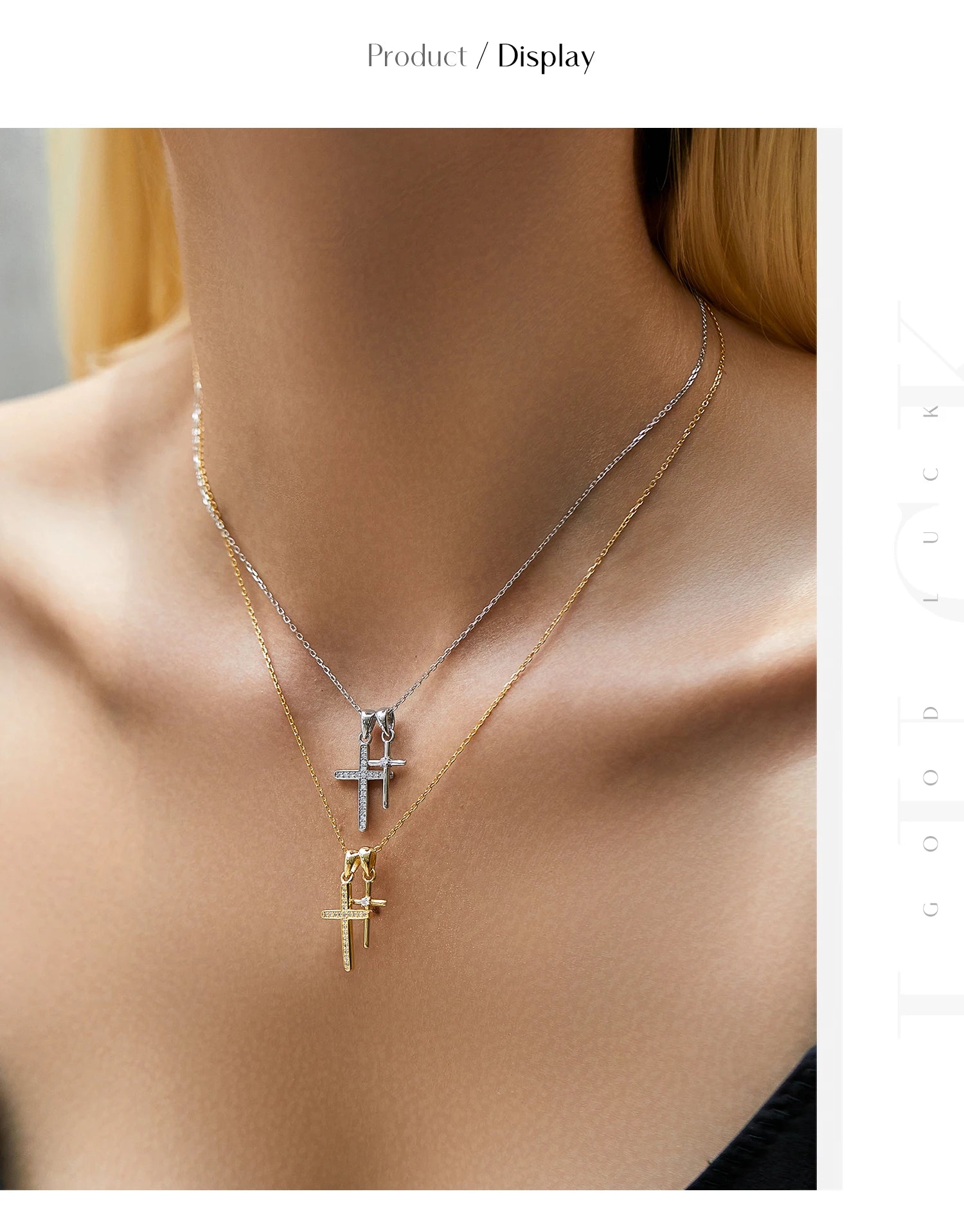 MODIAN 925 Sterling Silver Classic Delicate Double Cross Zircon Link Chain Pendant Necklace For Women Fine Jewelry Gifts