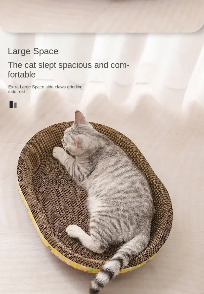 Pet Bed for Cat Supplies Claw Grinding Toys for Cats Oval Corrugated Paper Protective Furniture Cat Scratching Board Accessories