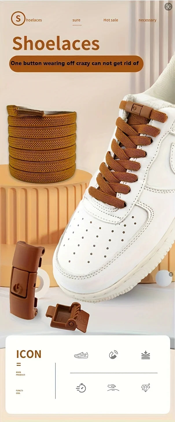 8mm No Tie Elastic Laces Without Tie Shoe Laces Press Lock Shoelaces Sneaker Elastic Lace Sneaker Kids Adult Flat Shoelace