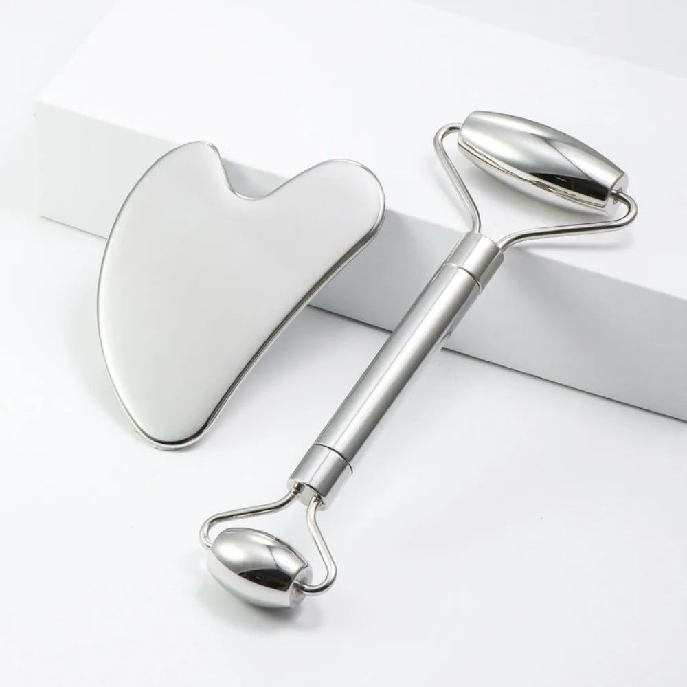 Ice Face Roller & Stainless Steel Gua Sha Tool Set, Facial Massager Ice Roller Skin Care Tool Beauty Set Beauty Skin Care Tools
