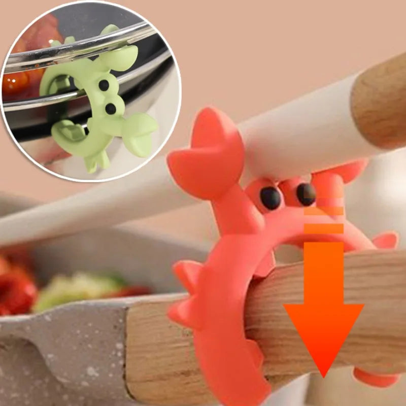 6/1PCS Small Crab Spatula Holder Anti Scalding Overflow Silicone Pot Clip Spoon Holder Clip Universal Shovel Rack Kitchen Gadget