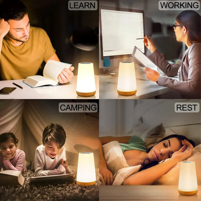 13 Color LED Changing Night Light RGB Remote Control Touch Dimmable Lamp Portable Table Bedside Lamp USB Rechargeable Night Lamp