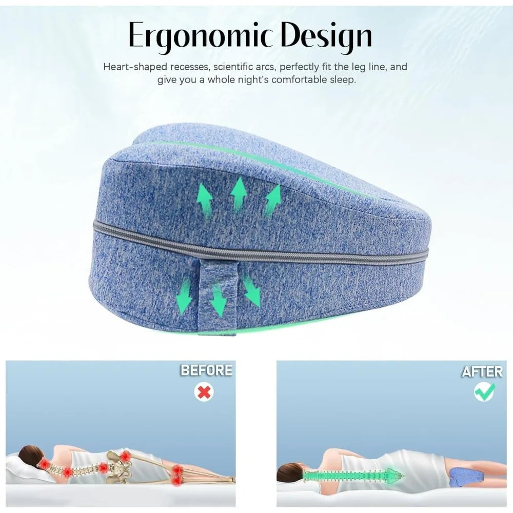 Memory Leg Pillow Hollow Heart Pregnancy Side Sleeper Sciatica Orthopedic Sciatica Back Hip Relief Pillow For Bed, Sofa