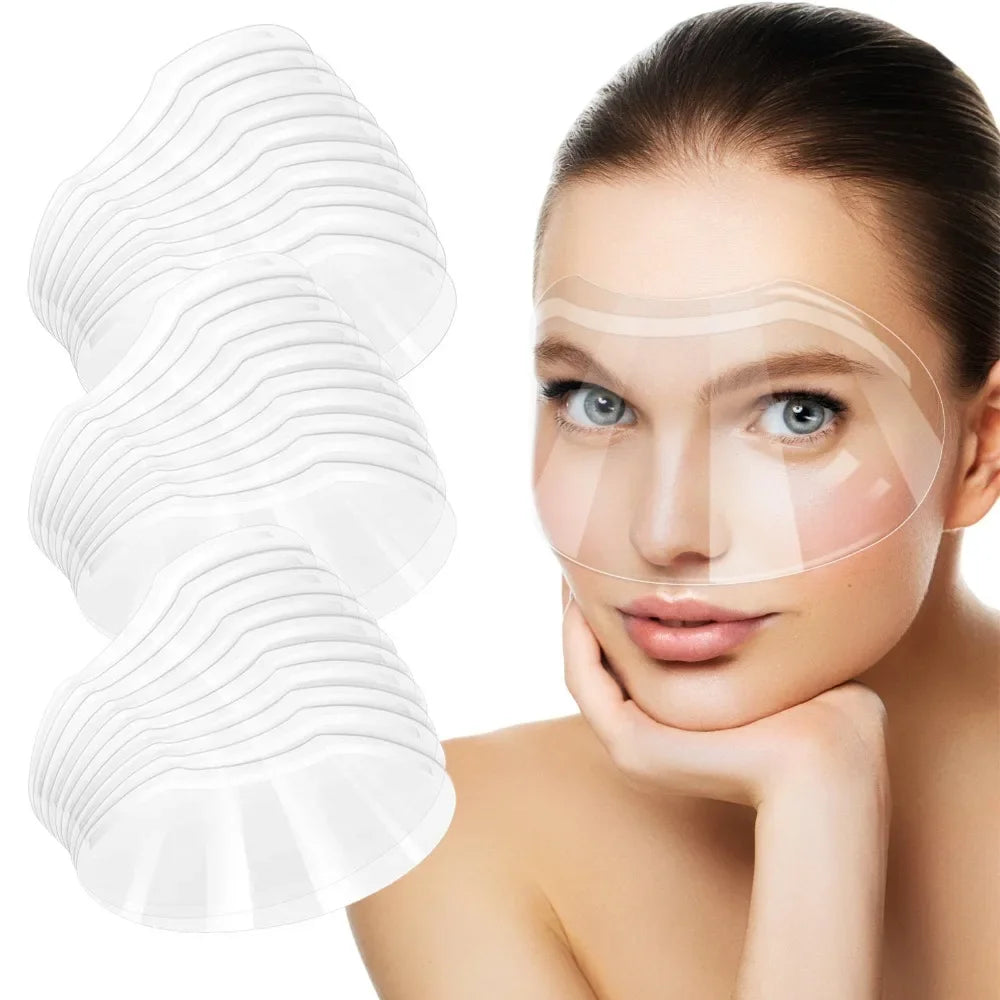 50Pcs Makeup Shower Face Visors Disposable Plastic Shower Visor Clear Face Cover Hairspray Salon Eyelash Extensions Styling Tool