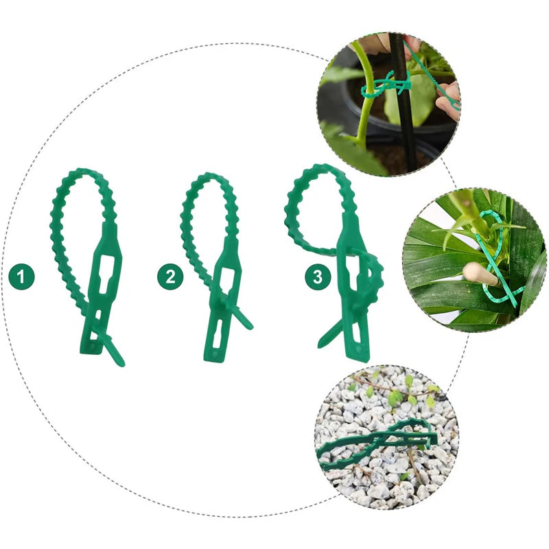 10-100pc Adjustable Plant Ties Flexible Garden Plant Ties Green Multi-Function Sturdy Garden Plant Twist Tie Plastic Garden Ties