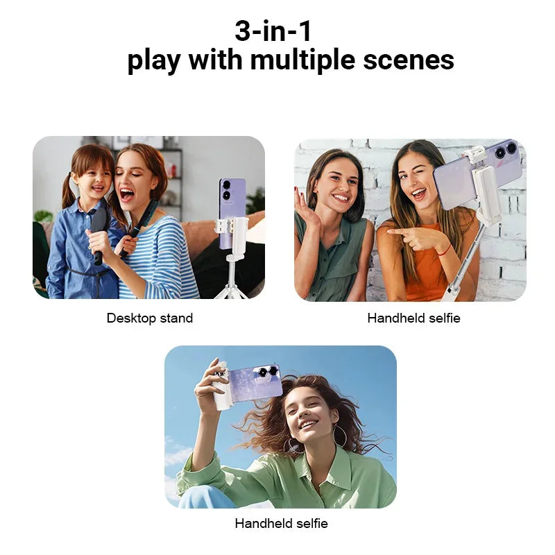 360 Degree Rotation Selfie Stick Scalable Portable Mobile Phone Camera Stand Bluetooth Height Adjustable Flat-standing Quadripod
