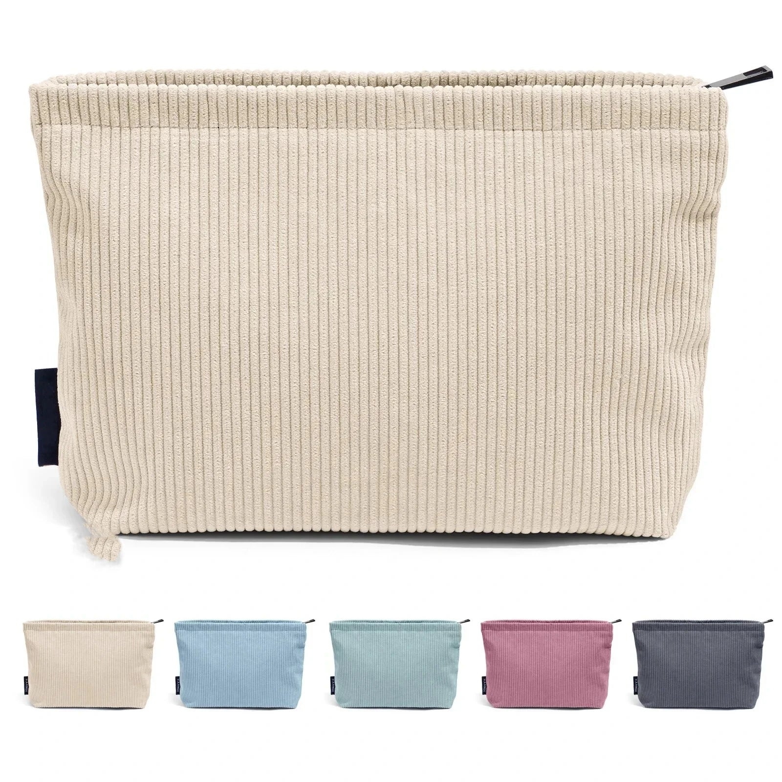 Corduroy Travel Cosmetic Bag Portable Makeup Storage Bag Purses Women Large Capacity Zipper Make Up Organizer Storage Clutch