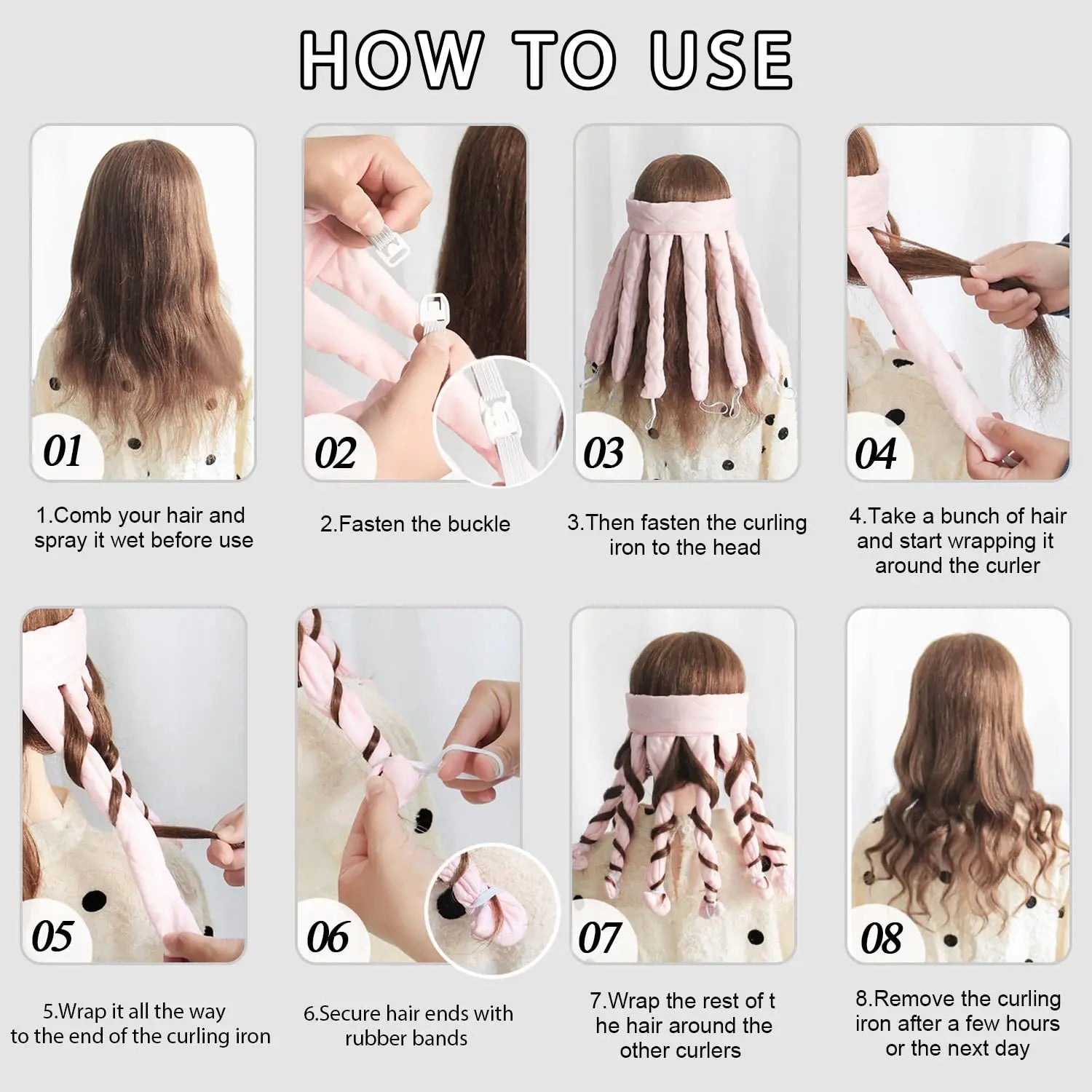 Octopus Curler Headband Nightcap Suitable for Long Hair Satin Non Thermal Curling Iron Adjustable Strap Styling Tools