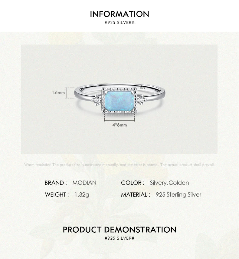 MODIAN Real 925 Sterling Silver Fantastic Natural Opals Finger Rings For Women Wedding Anniversary Jewelry Fine Accessories Anel