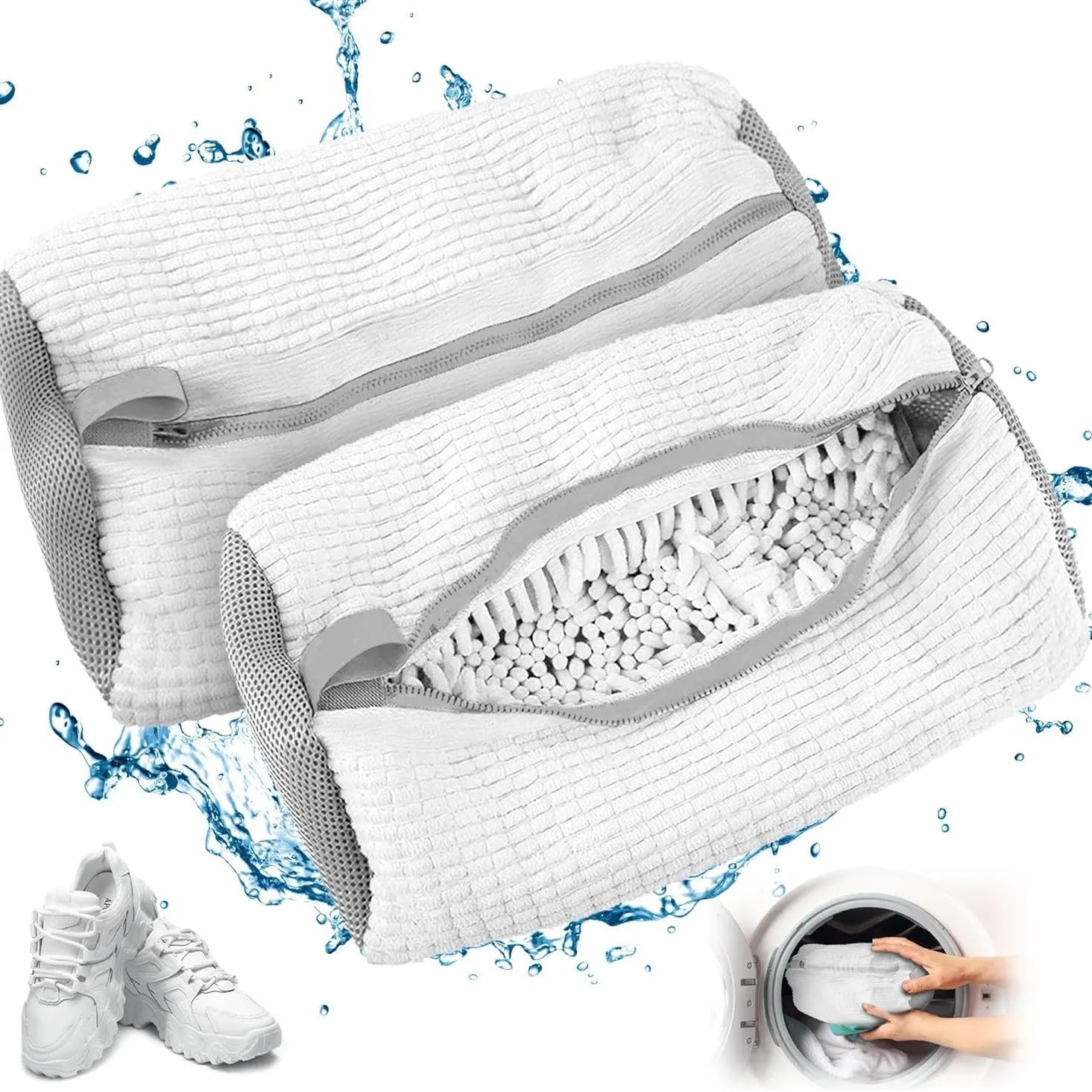 Washable Shoe Washing & Drying Bag with Soft Fiber - Durable Polyester Laundry Protector for Shoes laundry organizer