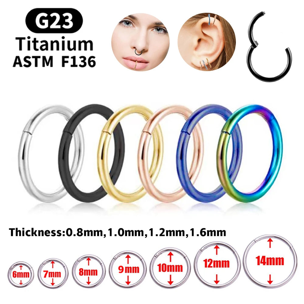 G23 Titanium Nose And Ear Rings Mixed Color Body Clips Hoop For Women Men Cartilage Piercing Jewelry Segment Lip Ear L Ring Hoop