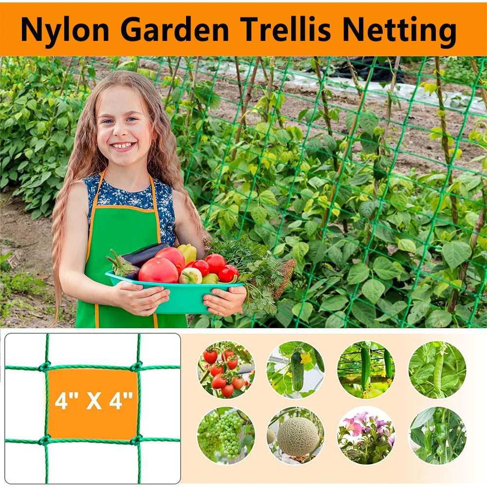 Thick Nylon Plant Trellis Strong Garden Climbing Netting Heavy Duty Mesh Net for Cucumber Tomato Grape Garden Accessories
