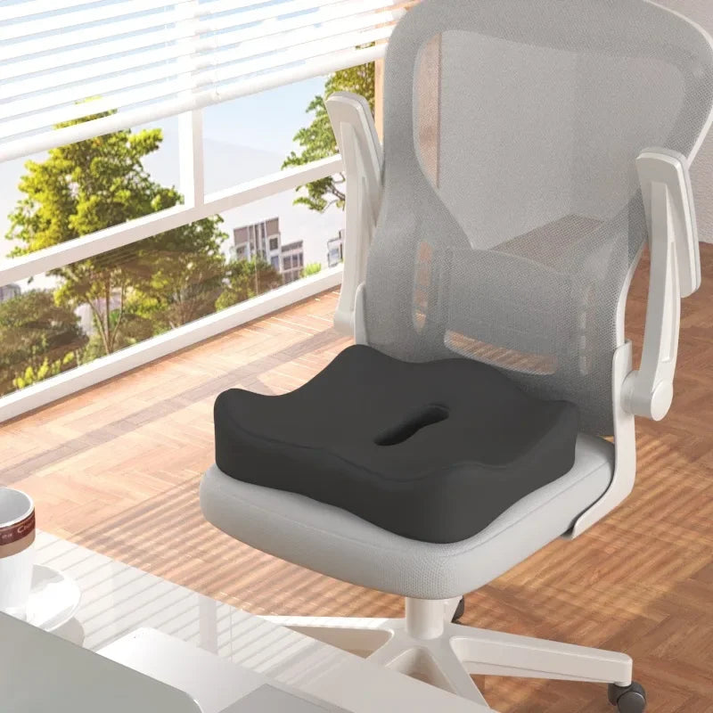 Memory Foam Seat Cushion Ergonomic Sitting Pad with Center Groove Ideal for Long Sitting in Office Home Car or Desk Chair