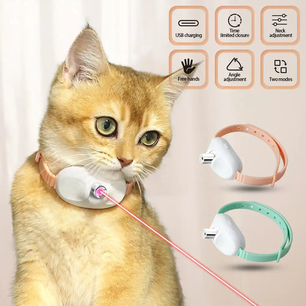 Smart Laser Cat-teasing Collar Laser Rechargeable Auto Infrared Interactive Pet Kitten Toys for Relieve Anxiety Pet Supplies