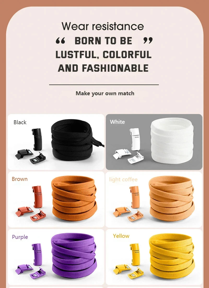 1 Pair Magnetic Locking Shoelaces Without Ties Sneakers Elastic Laces Children Adults Quick on/Off Shoelaces Shoe Accessories