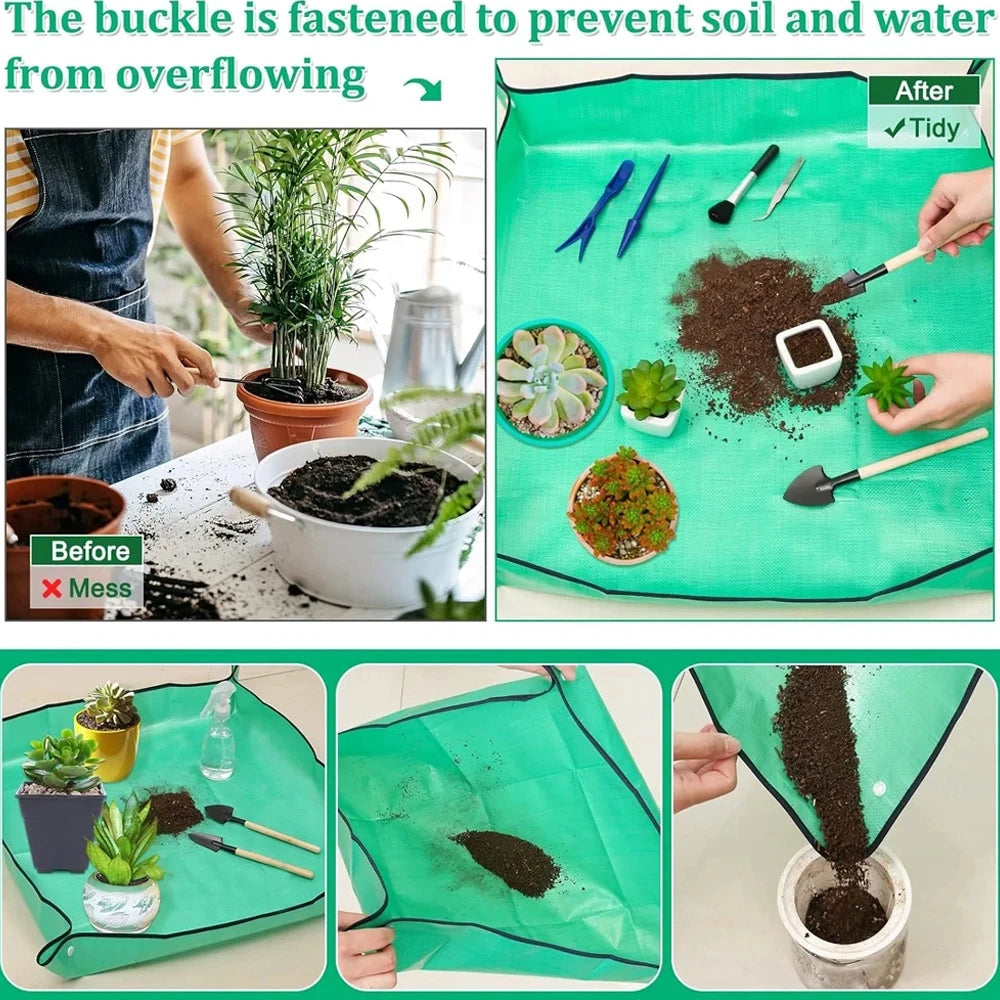 50/66/75/100cm Gardening Mat PE Transplanting Waterproof Square Plants Potting Tray Washable Thicken Foldable Garden Accessories