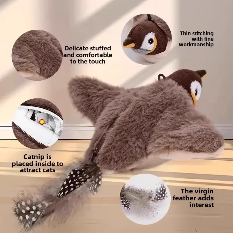 Interactive Cat Toys Rechargeable Slap Birds (can't Fly) Catnip Plush Toys for Cats Pet Flapping Bird Cat Toy Accessories Home