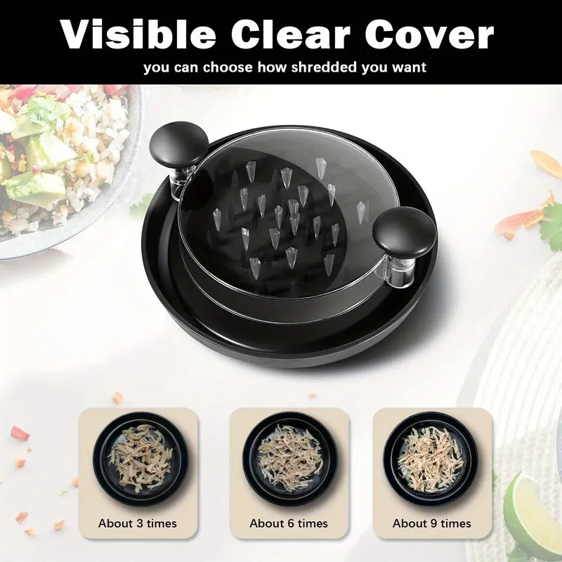 Chicken Shredder with Transparent Cover Hand Shred Machine Torn Chicken Anti-Slip Base for Chopping Chicken, Beef, Vegetables