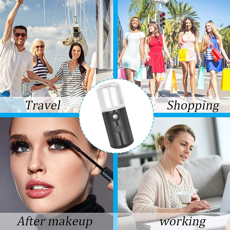 Mist Facial Nano Sprayer 30ML Humidifier USB Rechargeable Nebulizer Face Steamer Moisturizing Face Hydrating Skin Care Tools