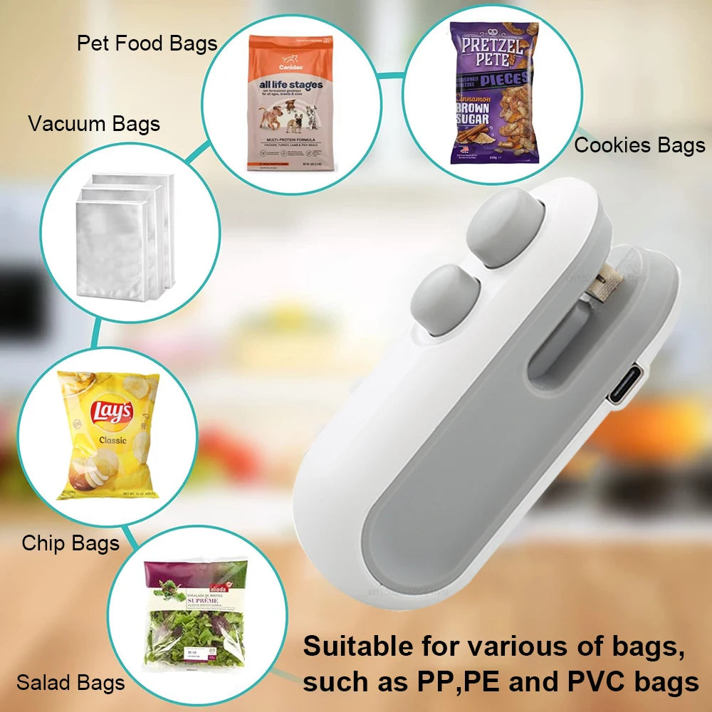 Electric Mini Heat Bag Sealing Machine Package Sealer Bags 2 in 1 Plastic Bag Sealing Machine Handheld Plastic Bag Heat Sealer
