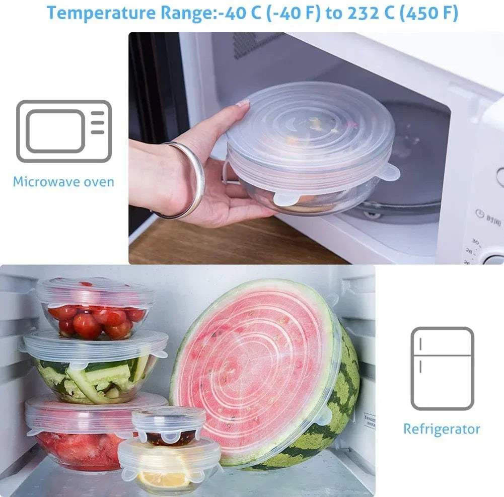 Adjustable Elastic Silicone Caps Refrigerator For Kitchen Accessories Cover Adaptive Kitchen Storage Organization Food Dishes