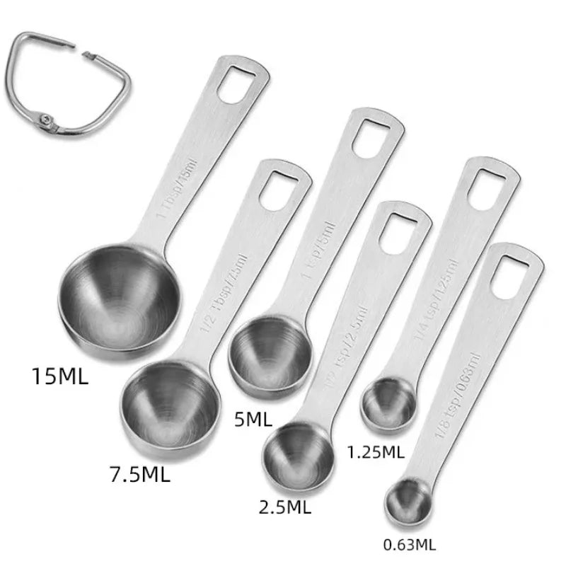 6pcs Measuring Spoons Stainless Steel Measuring Baking Measuring Coffee Bean Spoons Household Seasoning Spoons