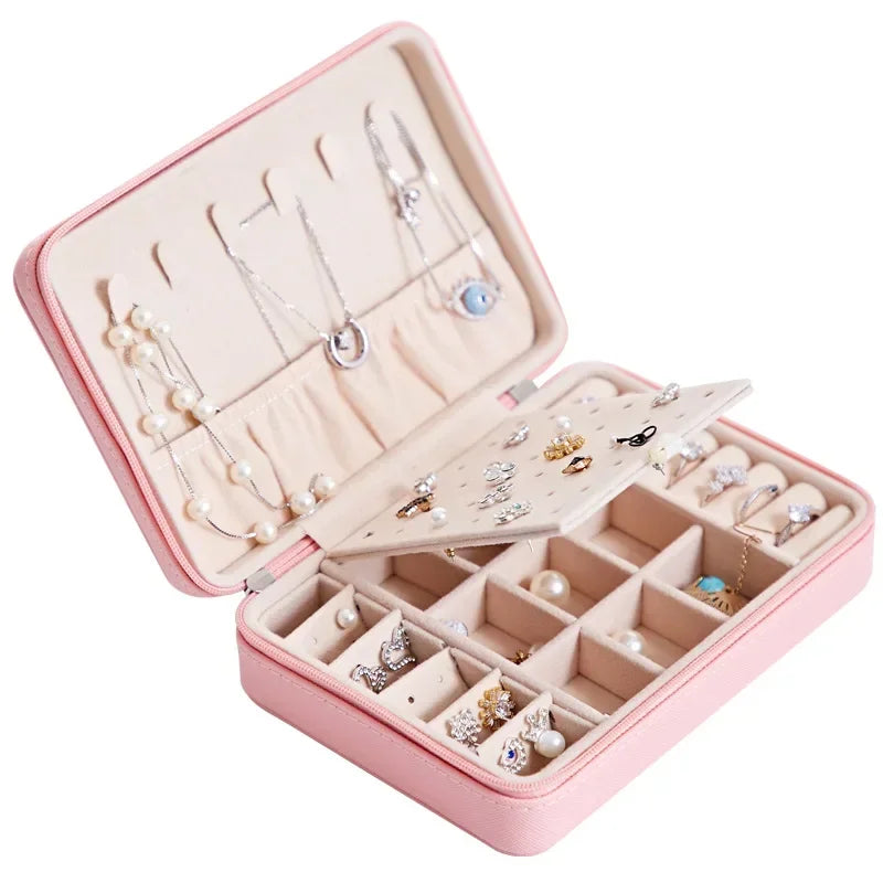 Jewelry Organizer Display Travel Jewelry Case Boxes Portable Jewelry Box Leather Storage Case