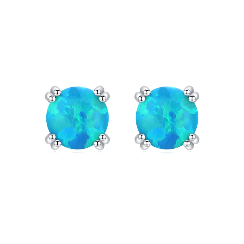MODIAN 925 Sterling Silver Fashion Stylish Natural Opal Stud Earrings For Women Girl Fine Jewelry Anniversary Gifts Accessories