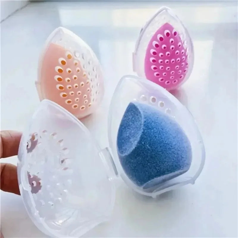 Makeup Sponge Storage Case Makeup Sponge Puff Holder Stand Empty Cosmetic Egg Shaped Rack Transparent Puffs Drying Box