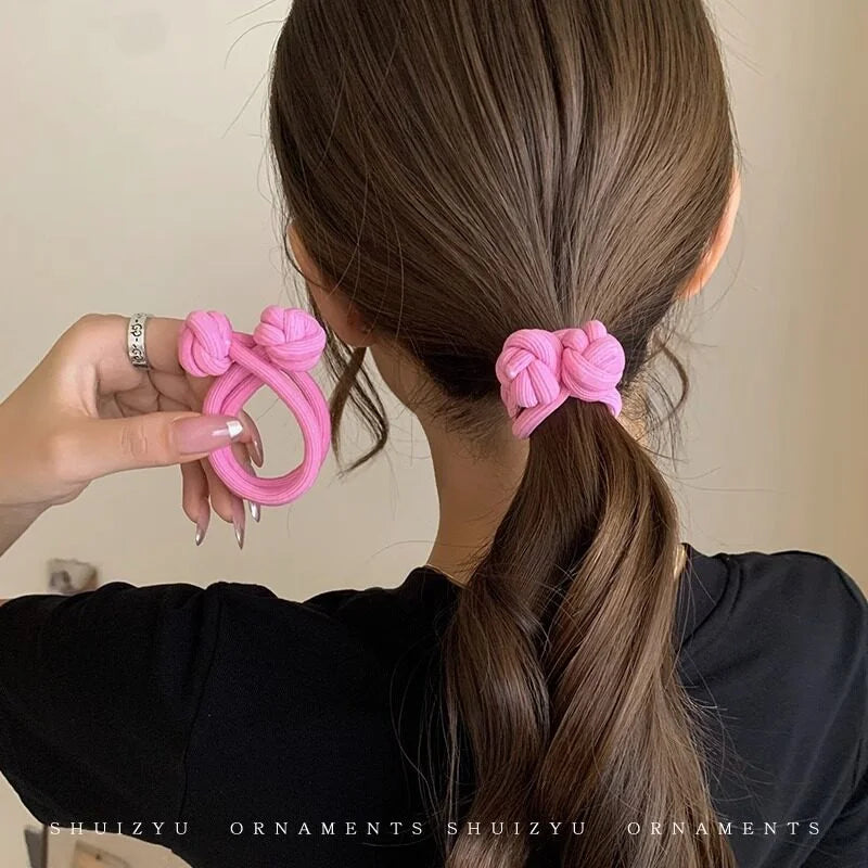 Solid Knot Long Elastic Hair Band For Women Girl Sweet Hair Tie Scrunchie Hair Ring Rubber Band Hair Rope Fashion Hair Accessory
