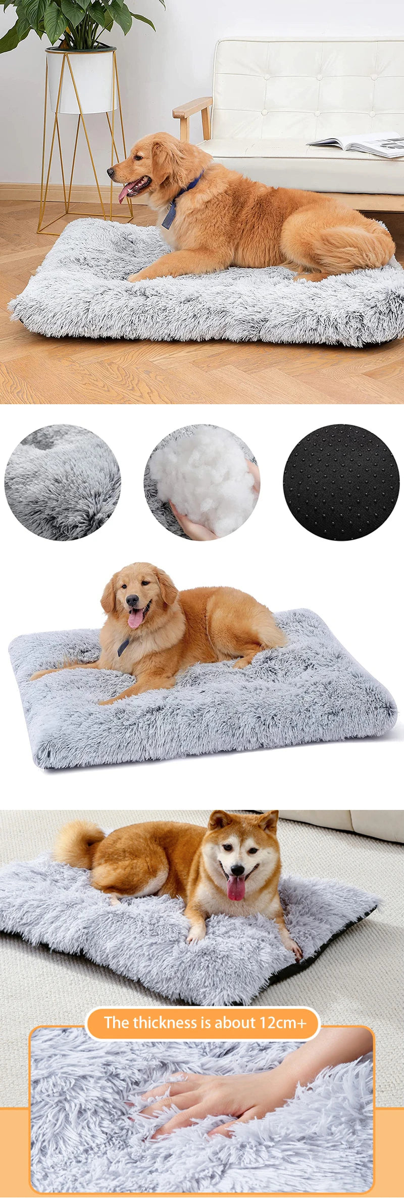 Plush Warm Dogs Sleeping Bed Mat Soft Fleece Pet Blanket Mat  Detachable Cat Puppy Mat Cushion for Small Medium Large Dogs Bed