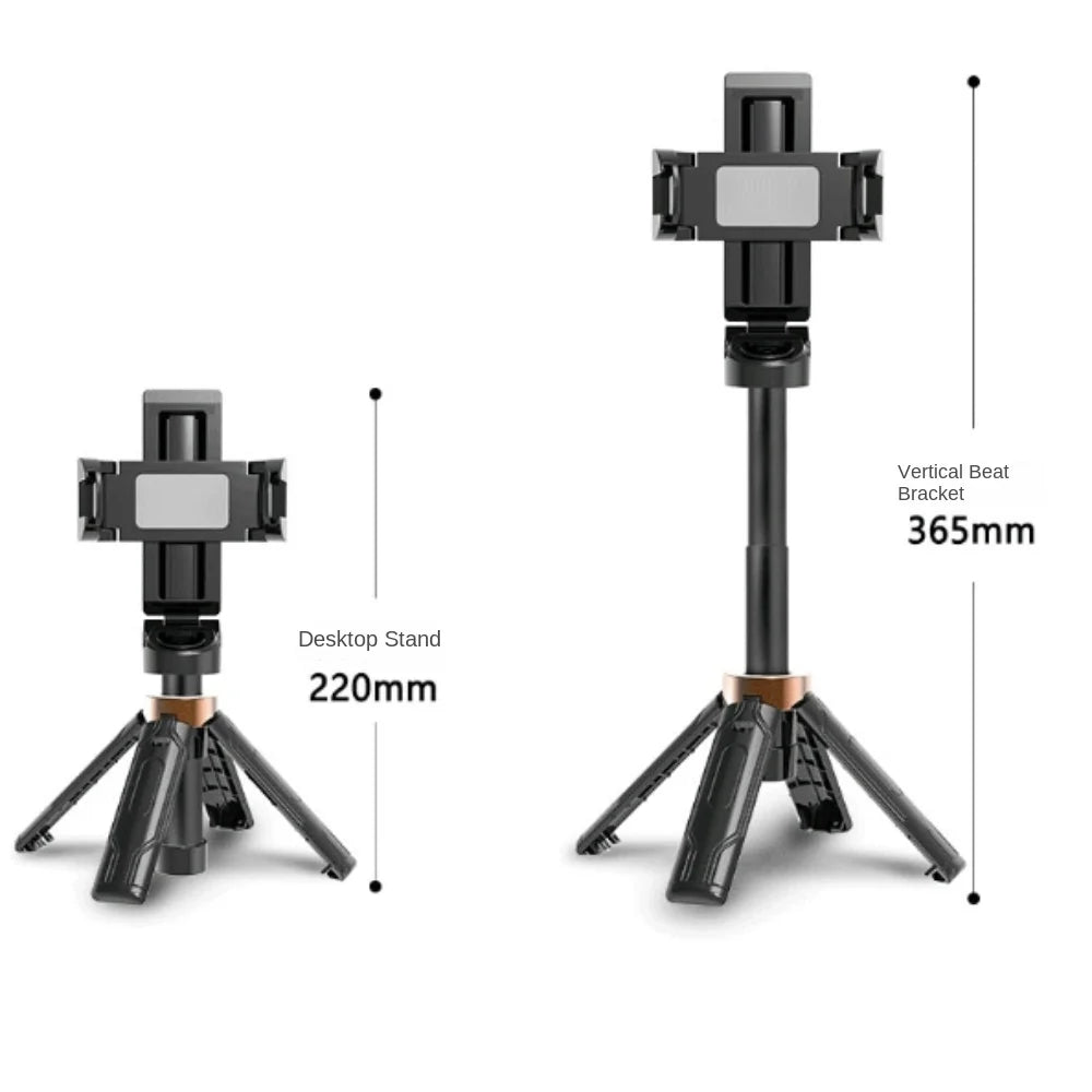 360 Degree Rotation Selfie Stick Scalable Portable Mobile Phone Camera Stand Bluetooth Height Adjustable Flat-standing Quadripod