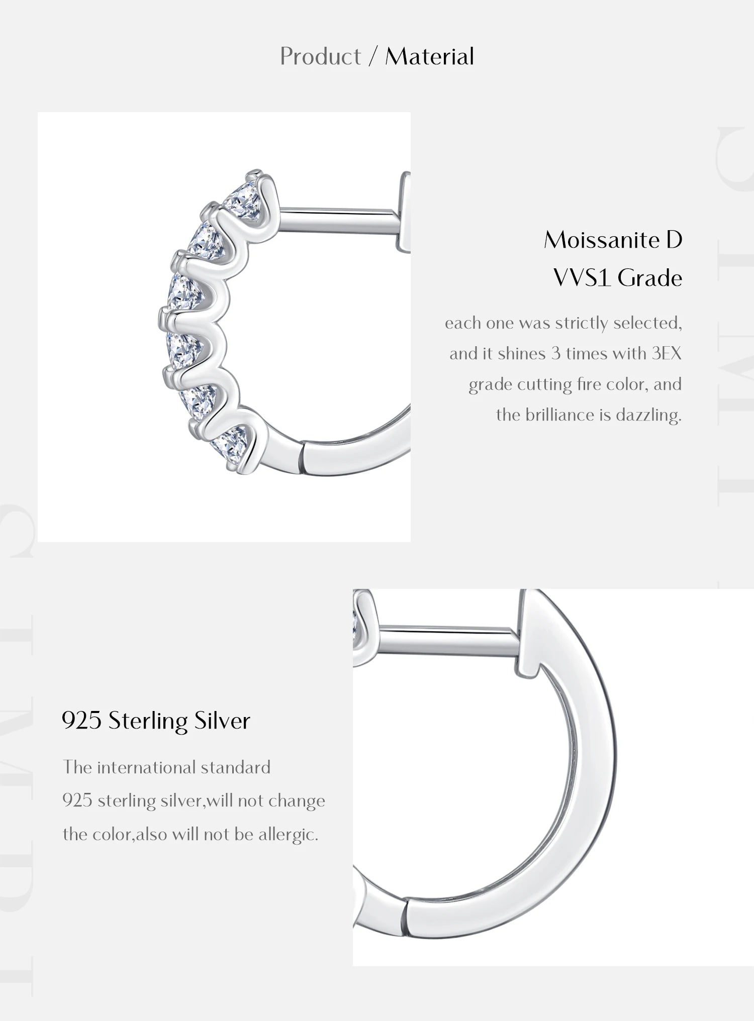 MODIAN D Color Moissanite Small Hoop Earrings 925 Sterling Silver Hollow Sparkling Ear Buckles For Women Wedding Fine Jewelry