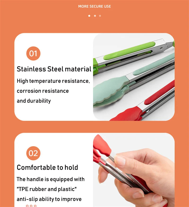 Food Tongs Creative Non-slip BBQ Grilling Tongs Salad Bread Cooking Clip Clamp Serving Utensils Tongs Kitchen Accessories