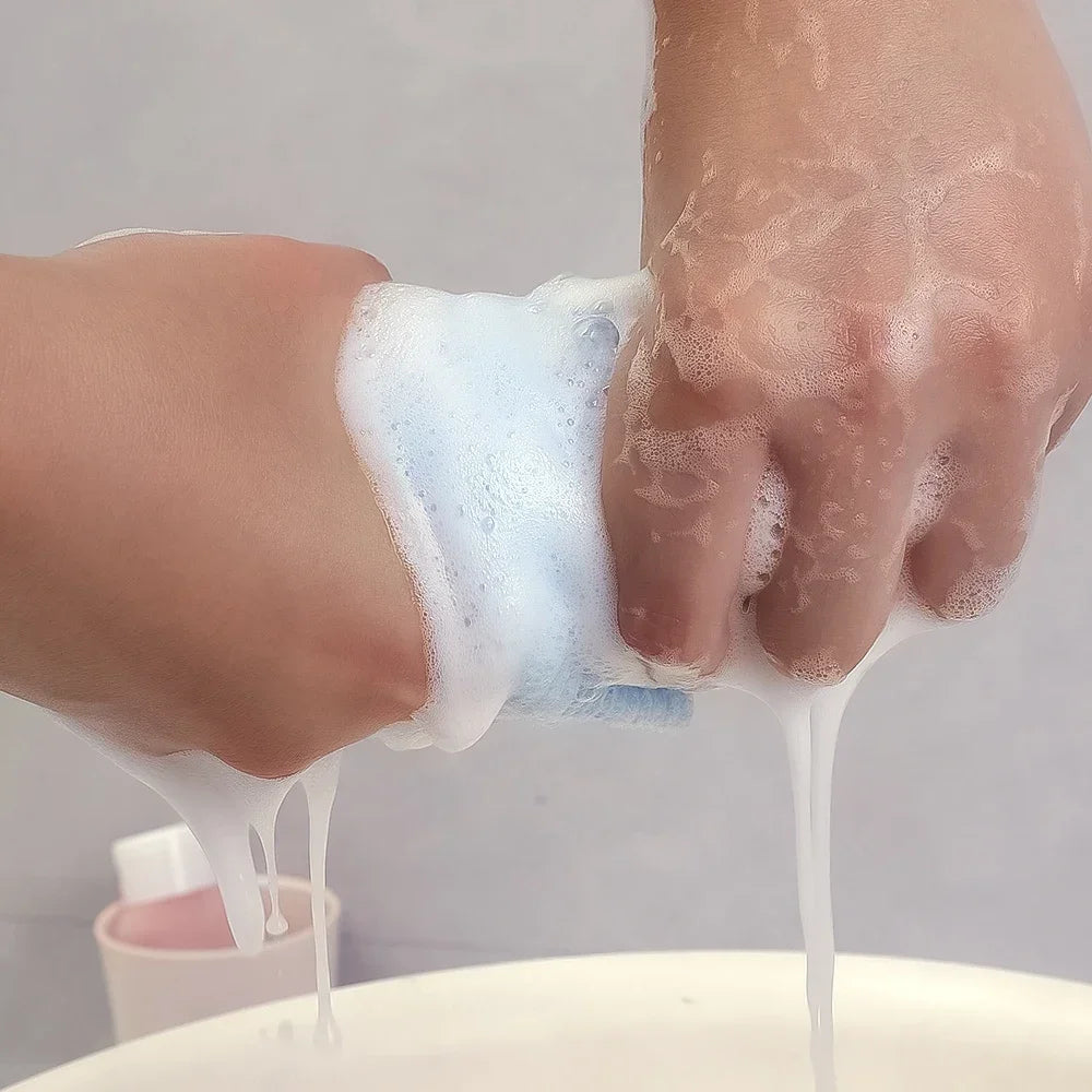 Double Effect Nylon Bath Towel Japanese Rubbing Washcloth for Back Exfoliating Scrub Shower Towels  Body Bathroom Accessories