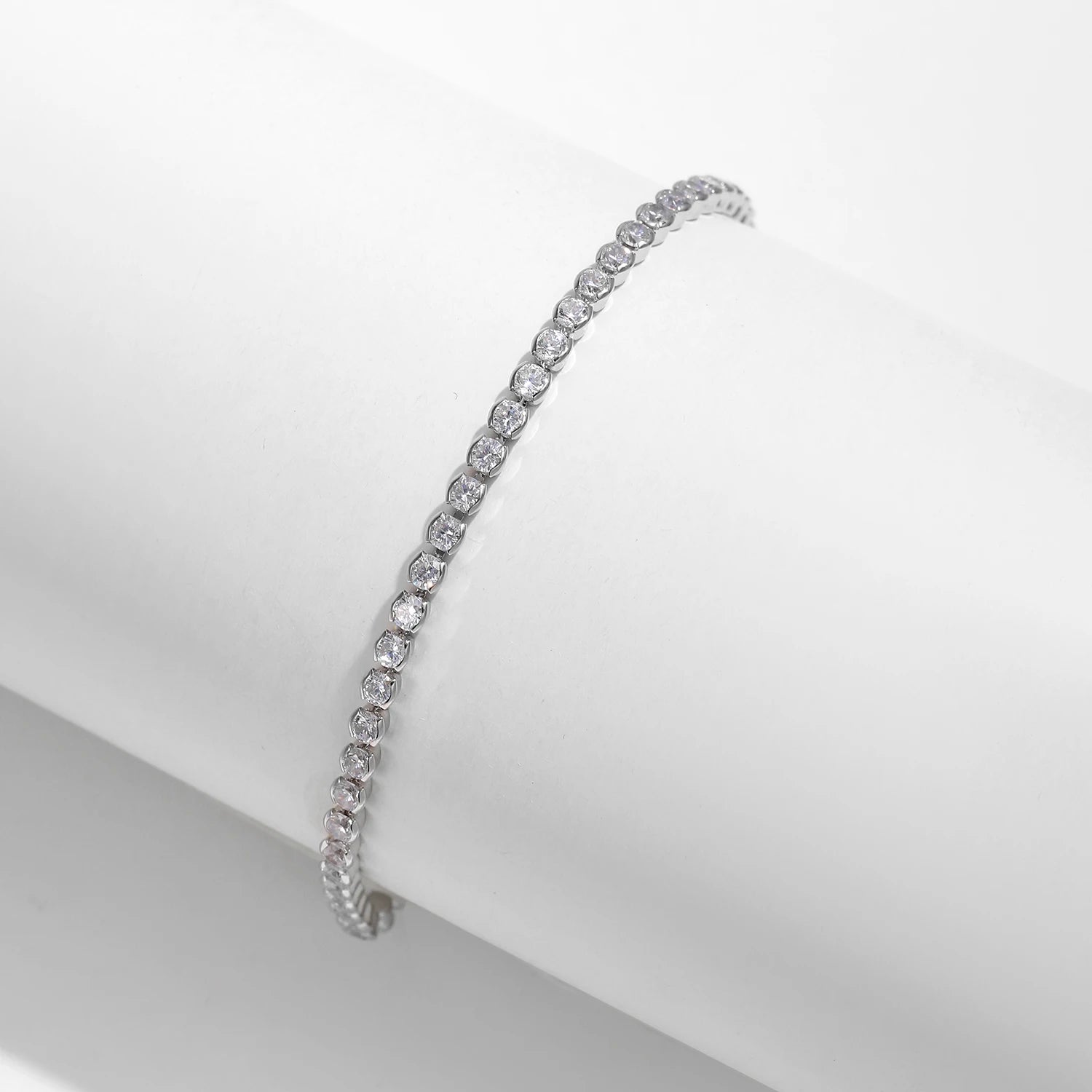 MODIAN 925 Sterling Silver Sparkling CZ Tennis Bracelet Round Zirconia Platinum Plated Bracelet For Women Fine Jewelry Gift