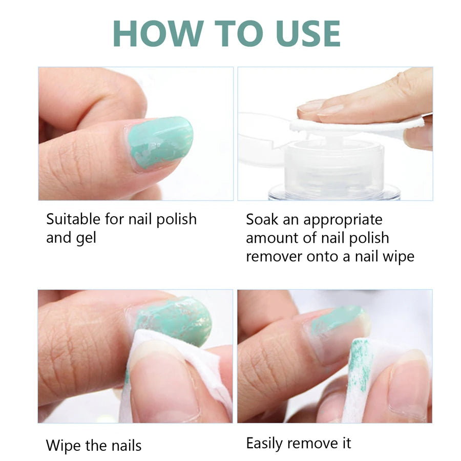 300Pcs/Roll Nail Polish Remover Cotton Pads White Torn Off Lint Free Nail Wipes for Gel Glue Makeup Manicure Cleaning Tool Paper